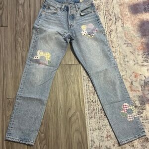 Levi’s 501s with Floral Patches